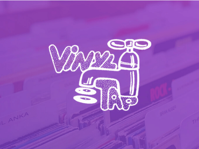 vinyl tap logo over image of records