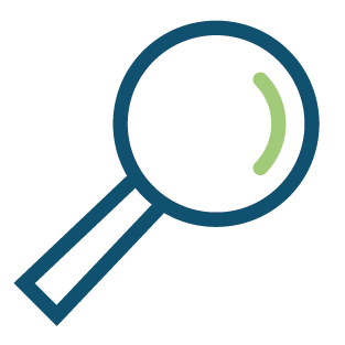 Magnifying glass with a blue outline to represent the thorough investigation HA take into IT software project rescue solving issues